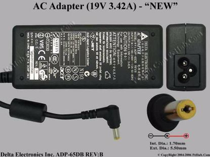 ADP-65DB REV.B, Acer P/N: 25.10110.17, "Brand NEW"