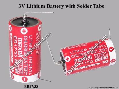 ER17/33, Lithium Thionyl Chloride Battery
