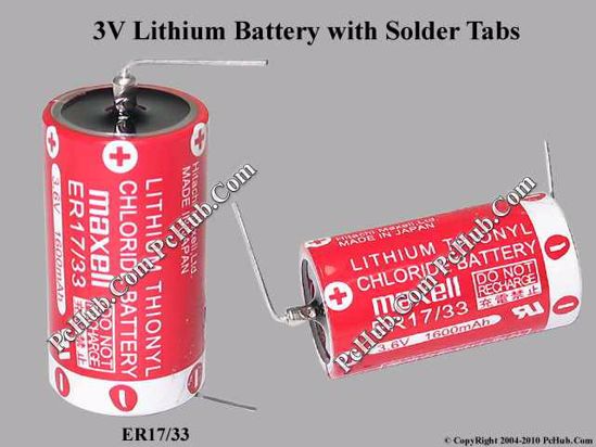 ER17/33, Lithium Thionyl Chloride Battery