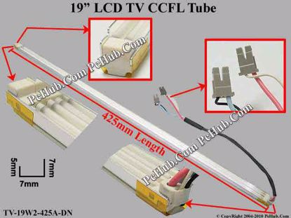 Length: 425x7mm, Side Height: 9/6mm, TV-19W2-425A-