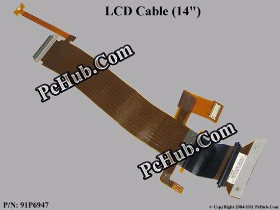 LCD Cable Assembly for Model w/o Bluetooth (14") P/N: 91P6947, ASM: 41W6699 IBM Thinkpad T60 Series LCD Cable (14"). PcHub.com - Laptop parts , Laptop spares , Server parts & Automation