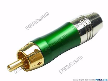 69918- Green Alloy Handle. Gold Tone Plug