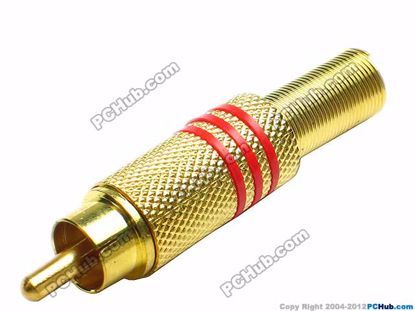 69928- Red Belt Alloy Handle. Gold Tone Plug