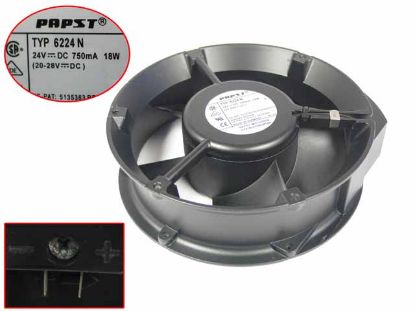 ebm-papst 6224 N Server - Round Fan dia172x172x51mm, 2-wire, 24V 18W