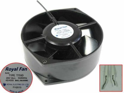 Royal Fan T755D Server - Round Fan Steel, rd172x150x55mm, 2-wire, AC 200V 43/40W