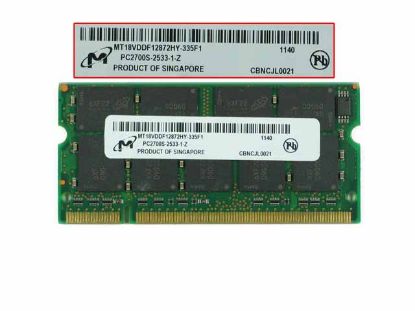 Micron MT18VDDF12872HY-335F1 Laptop DDR-333 1GB, ECC DDR-333, PC2700S, MT18VDDF12872HY-335F1,
