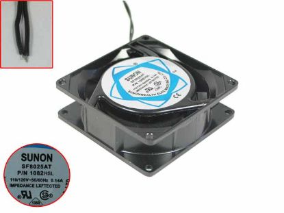 Picture of Sunon Wealth SF8025AT Server - Square Fan P/N：1082HSL, sq80x80x25, 2-wire, 110V 0.14A