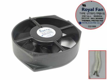 Picture of Royal Fan UT797C-TP Server - Round Fan Steel, [B13], rd172x150x38mm, 2-wire, AC 230V 36/3