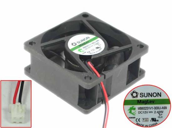 Picture of SUNON MB60251V1-000U-A99 Server - Square Fan 12V2.40W, sq60x60x25mm, 2W