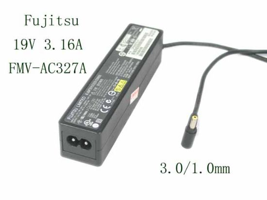 Picture of Fujitsu AC Adapter (Fujitsu) AC Adapter- Laptop FMV-AC327A, 19V 3.16A, 3.0/1.0mm, 2P， New