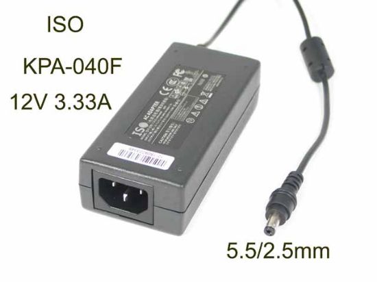Picture of ISO KPA-040F AC Adapter 5V-12V 12V 3.33A, 5.5/2.5mm, C14, New