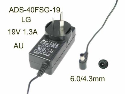 Picture of LG AC Adapter (LG) AC Adapter- Laptop ADS-40FSG-19, 19V 1.3A, 6.0/4.3mm WP, AU 3P Plug,