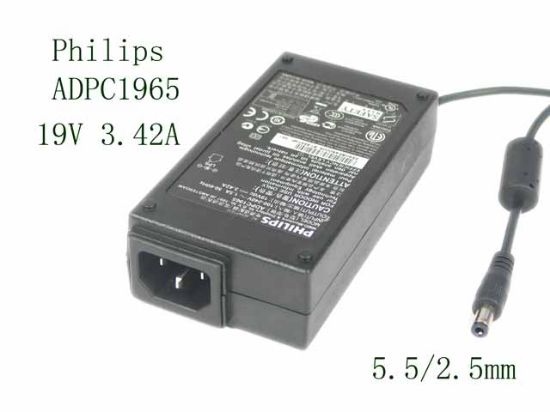Picture of Philips ADPC1965 AC Adapter- Laptop 19V 3.42A, 5.5/2.5mm, C14