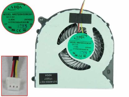 Picture of Clevo N350DW Cooling Fan  AB07005HX080301, DC 5V 0.50A Bare Fan, 3-Wire, New
