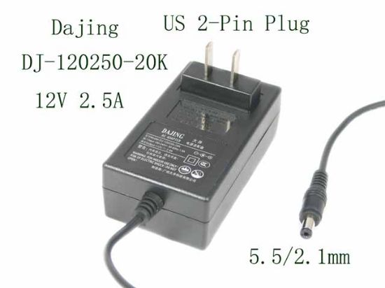 Picture of Dajing DJ-120250-20K AC Adapter 5V-12V DJ-120250-20K,  5.5/2.1mm