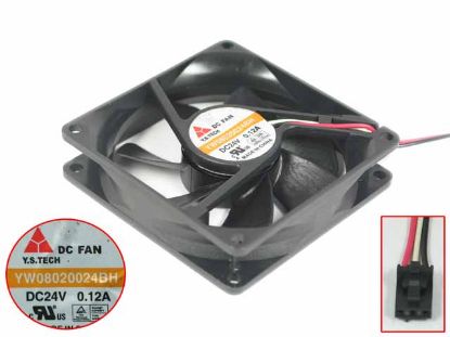 Picture of Y.S TECH YW08020024BH Server - Square Fan sq80x80x20, 3-wire, 24V 0.12A