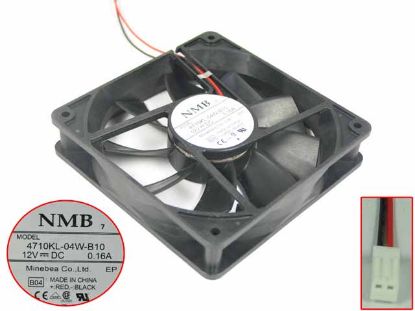 Picture of NMB-MAT / Minebea 4710KL-04W-B10 Server - Square Fan B04, SF120x120x25, w50x2x2, 12V 0.16A