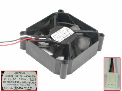 Picture of NMB-MAT / Minebea 3110KL-05W-B59 Server - Square Fan J03, sq80x80x25mm, 3-wire, DC 24V 0.15A