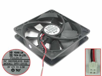 Picture of Young Lin DFS122512L Server - Square Fan 12V2.20W, sq120x120x25mm, 2W
