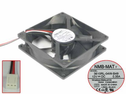 Picture of NMB-MAT / Minebea 3610RL-04W-B49 Server - Square Fan C51, SF92x92x25, w3, 12V 0.35A