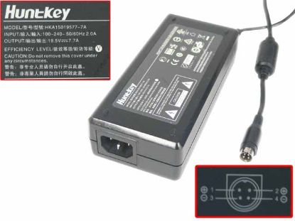 Picture of Huntkey HKA15019577-7A AC Adapter- Laptop 19.5V 7.7A, 4-Pin  P1&4=V+, C14