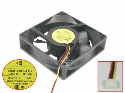 Picture of Melco MMF-09D24TS Server - Square Fan RM9, sq90x90x25, w80x3x3P, DC 24V 0.19A