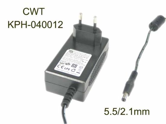 Picture of CWT / Channel Well Technology KPH-040012 AC Adapter- Laptop 12V 3.33A, Barrel 5.5/2.1mm, EU 2-Pin Plug