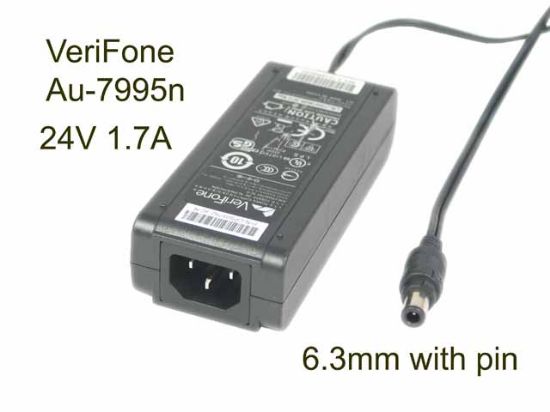 Picture of VeriFone Au-7995n AC Adapter 13V-24V, P/N:CPS05792-3C-R, Au-7995n,24V 1.7A, Round Connector With Pin, IEC C14， NEW