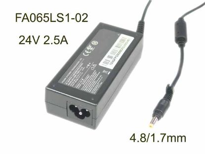 Picture of POWER SYSTEMS FA065LS1-02 AC Adapter 20V & Above FA065LS1-02, 24V 2.5A, Barrel 4.8/1.7mm, 3-Prong