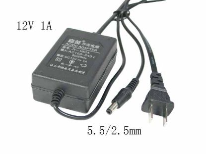 Picture of PCH OEM Power AC Adapter 5V-12V 12V 1A, 5.5/2.5mm, US Wired 2-Pin, New