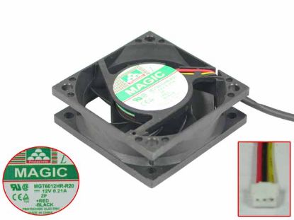 Picture of Protechnic Magic MGT6012HR-R20 Server - Square Fan , sq60x60x20mm, w80x3x3, DC 12V 0.21A