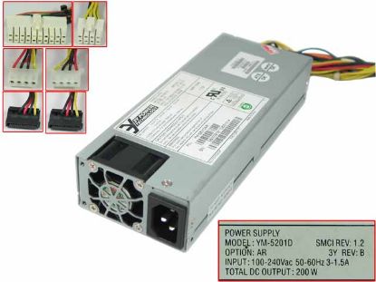 Picture of 3Y Power YM-5201D Server - Power Supply 200W, YM-5201D, YM-5201DAR