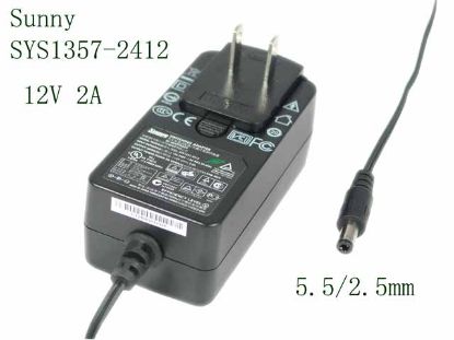 Picture of Sunny SYS1357-2412 AC Adapter 5V-12V 12V 2A, 5.5/2.5mm, US 2P
