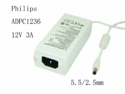Picture of Philips ADPC1236 AC Adapter 5V-12V 12V 3A, 5.5/2.5mm, C14, New