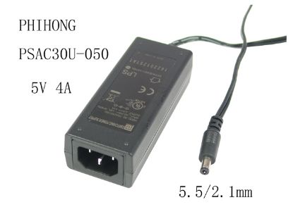 Picture of PHIHONG PSAC30U-050 AC Adapter 5V-12V 5V 4A, Barrel 5.5/2.1mm, IEC C14