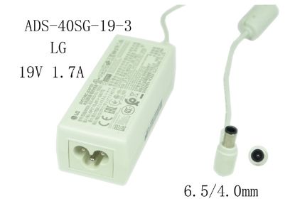 Picture of LG AC Adapter (LG) AC Adapter- Laptop ADS-40SG-19-3, 6.5/4.0mm, 19V 1.7A, Barrel WP, 3P, White, New