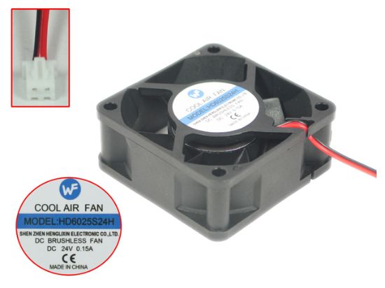 Picture of HLX / HengLiXin HD6025S24H Server-Square Fan DC 24V 0.15A, 60x60x25mm, W120X2X2