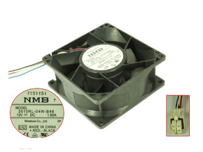 Picture of NMB-MAT / Minebea 3615RL-04W-B46 Server - Square Fan ER1, sq92x92x38mm, 4-wire , DC 12V 1.46A