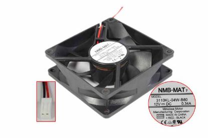 Picture of NMB-MAT / Minebea 3110KL-04W-B60 Server - Square Fan G00, SF80x80x25, w2, 12V 0.34A