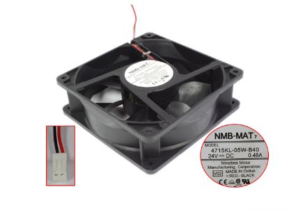Picture of NMB-MAT / Minebea 4715KL-05W-B40 Server - Square Fan V02, sq120x120x38mm, w80x2x2, 24V 0.46A