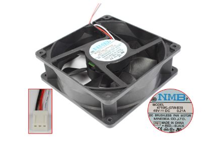 Picture of NMB-MAT / Minebea 4715KL-07W-B39 Server - Square Fan P61, sq120x120x38mm, 3-wire, 48V 0.21A