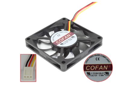 Picture of COFAN F-7010H12B-01 Server - Square Fan 12V0.30A, sq70x70x10mm, 3W
