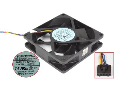 Picture of Forcecon DFB762012PS0T Server - Square Fan AA0Q, sq80x80x20 4-wire 12V 0.5A