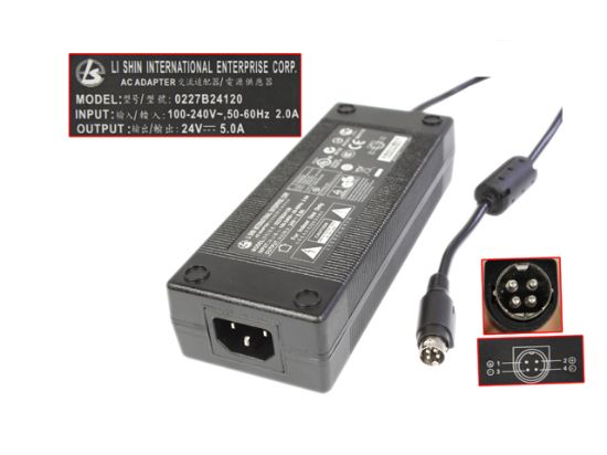 Picture of PCH OEM Power AC Adapter - Compatible 24V 5A, 4P P1&2=+, C14, New