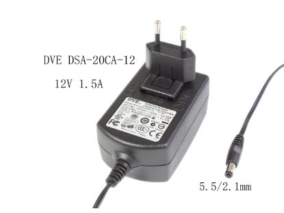 Picture of DVE DSA-20CA-12 AC Adapter 5V-12V 12V 1.5A, 5.5/2.1mm, EU 2P