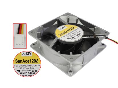 Picture of Sanyo Denki 109L1212H110 Server - Square Fan 12V0.40A, Alum, sq120x120x38mm, 3W