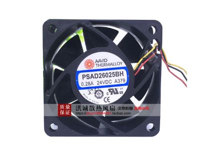 Picture of AAVID PSAD26025BH Server-Square Fan PSAD26025BH, DC 24V 0.28A, 60x60x25mm, 3-Wire