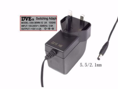 DVE DSA-30WN-12 12V 2A, 5.5/2.1mm, UK