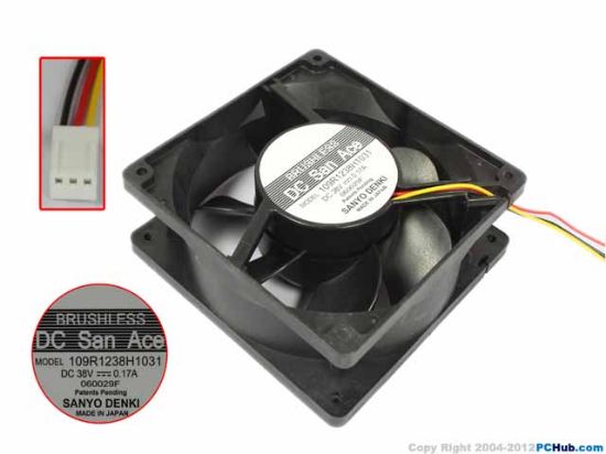 Picture of Sanyo Denki 109R1238H1031 Server - Square Fan sq120x120x38, 3-wire, 38V 0.17A