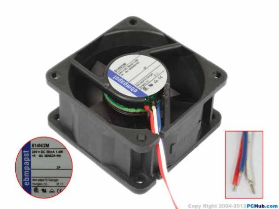 Picture of ebm-papst 614N/2M Server - Square Fan sq60x60x25mm, 3-wire, 24V 1.4W